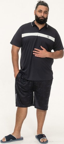 D555 Hinckley Stretch Polo With Contrast Tipping Collar Navy - Polo shirts - Grote Maten Poloshirts Heren