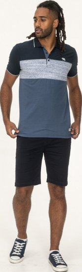 D555 Leeds Cut And Sew Polo With Jacquard Collar And Cuffs Navy - Polo shirts - Grote Maten Poloshirts Heren