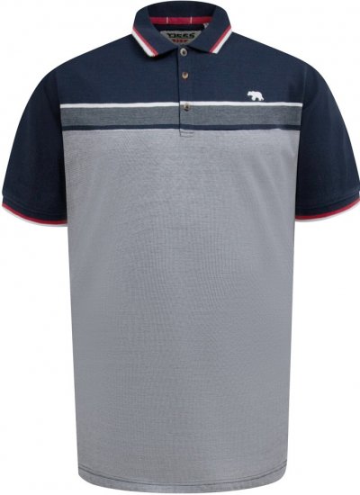 D555 Tipton Stripe Jacquard Short Sleeve Polo Navy - Polo shirts - Grote Maten Poloshirts Heren