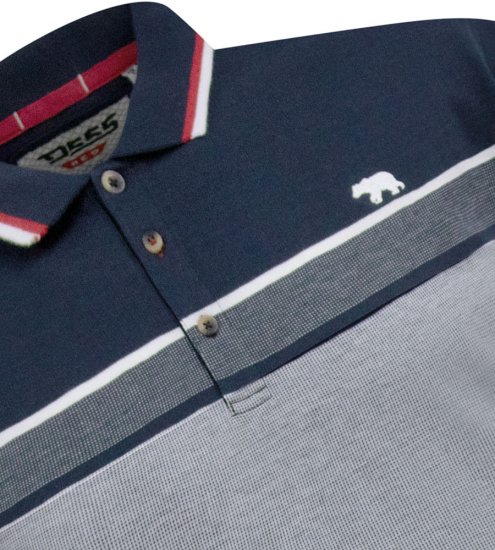 D555 Tipton Stripe Jacquard Short Sleeve Polo Navy - Polo shirts - Grote Maten Poloshirts Heren