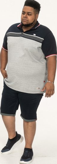 D555 Tipton Stripe Jacquard Short Sleeve Polo Navy - Polo shirts - Grote Maten Poloshirts Heren