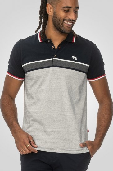 D555 Tipton Stripe Jacquard Short Sleeve Polo Navy - Polo shirts - Grote Maten Poloshirts Heren