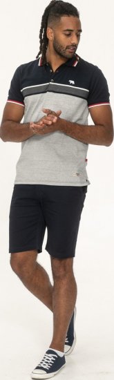 D555 Tipton Stripe Jacquard Short Sleeve Polo Navy - Polo shirts - Grote Maten Poloshirts Heren