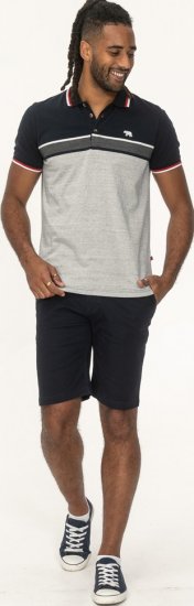 D555 Tipton Stripe Jacquard Short Sleeve Polo Navy - Polo shirts - Grote Maten Poloshirts Heren