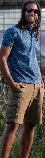 D555 Woolwich AOP Polo Shirt With Ribbed Collar Blue - Polo shirts - Grote Maten Poloshirts Heren
