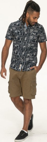 D555 Worthing Surf AOP Short Sleeve Button Down Collar Shirt Navy - Overhemden - Overhemden Grote Maten Heren