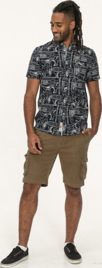 D555 Worthing Surf AOP Short Sleeve Button Down Collar Shirt Navy - Overhemden - Overhemden Grote Maten Heren