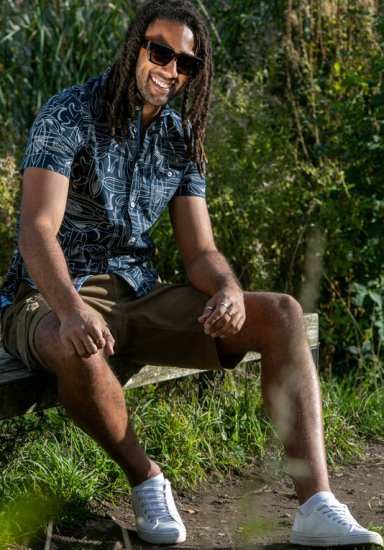 D555 Worthing Surf AOP Short Sleeve Button Down Collar Shirt Navy - Overhemden - Overhemden Grote Maten Heren