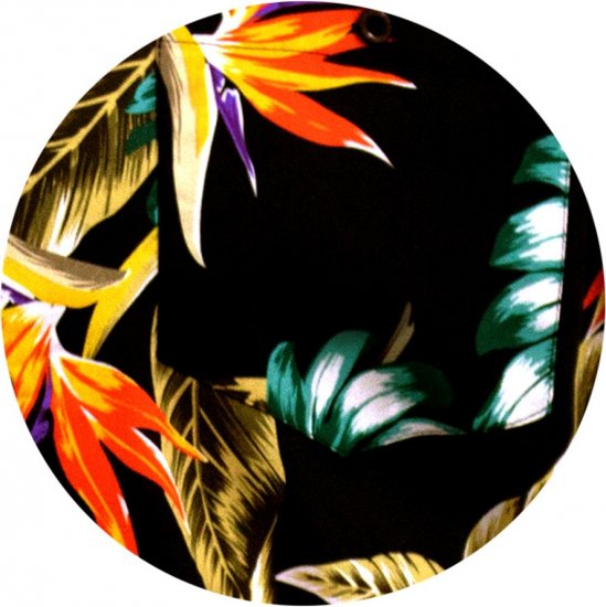 D555 Selby Hawaiian AOP Short Sleeve Revere Collar Shirt Black - Overhemden - Overhemden Grote Maten Heren