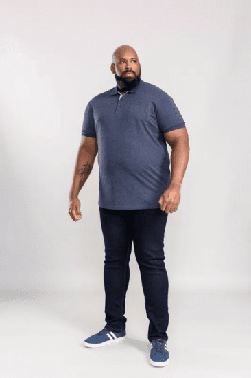 D555 Grant Polo Shirt Denim Blue - Polo shirts - Grote Maten Poloshirts Heren