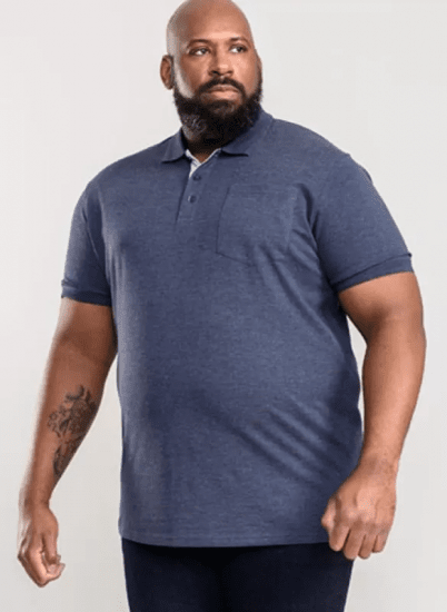 D555 Grant Polo Shirt Denim Blue - Polo shirts - Grote Maten Poloshirts Heren
