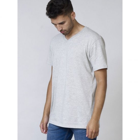 D555 Signature V-neck T-shirt Grey - T-shirts - Grote Maten T-shirts Heren