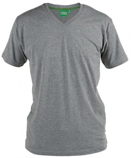 D555 Signature V-neck T-shirt Grey - T-shirts - Grote Maten T-shirts Heren