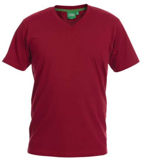D555 Signature V-neck T-shirt Red - T-shirts - Grote Maten T-shirts Heren