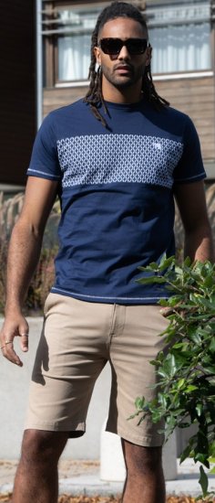 D555 Swansea Cut And Sew Crew Neck T-Shirt Navy - T-shirts - Grote Maten T-shirts Heren