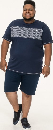 D555 Swansea Cut And Sew Crew Neck T-Shirt Navy - T-shirts - Grote Maten T-shirts Heren