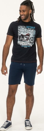 D555 Knowle Detroit Motor Bike Printed Crew Neck T-Shirt Navy - T-shirts - Grote Maten T-shirts Heren