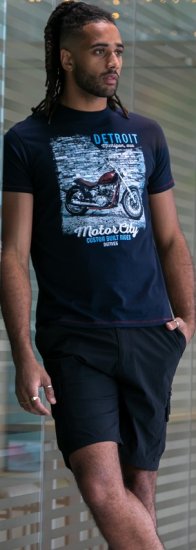 D555 Knowle Detroit Motor Bike Printed Crew Neck T-Shirt Navy - T-shirts - Grote Maten T-shirts Heren