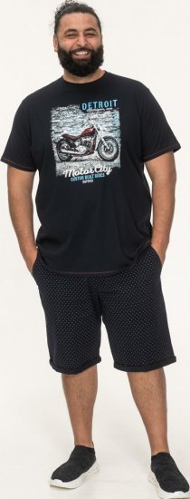 D555 Knowle Detroit Motor Bike Printed Crew Neck T-Shirt Navy - T-shirts - Grote Maten T-shirts Heren