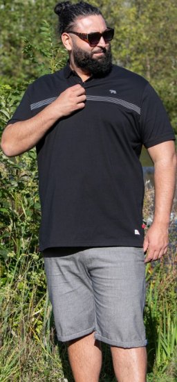 D555 Stafford Cut And Sew Embroidery Stripe Short Sleeve Polo Black - Polo shirts - Grote Maten Poloshirts Heren