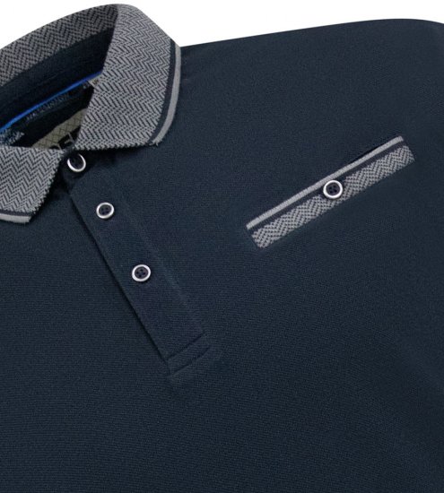 D555 Ilkeston Jacquard Collar & Cuff Short Sleeve Pique Polo Navy - Polo shirts - Grote Maten Poloshirts Heren