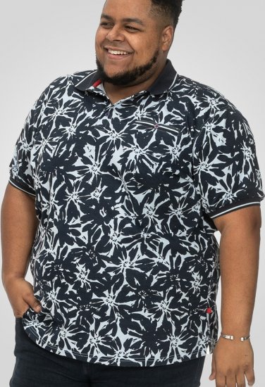D555 Halifax AOP Hawaiian Print Short Sleeve Polo Blue - T-shirts - Grote Maten T-shirts Heren