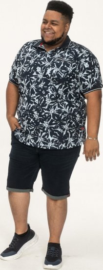 D555 Halifax AOP Hawaiian Print Short Sleeve Polo Blue - T-shirts - Grote Maten T-shirts Heren