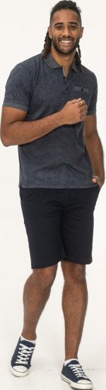 D555 Uttoxeter AOP Leaf Print Short Sleeve Polo Denim - Polo shirts - Grote Maten Poloshirts Heren