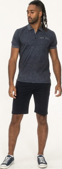 D555 Uttoxeter AOP Leaf Print Short Sleeve Polo Denim - Polo shirts - Grote Maten Poloshirts Heren