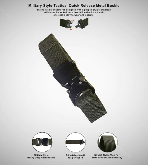 D555 Dale Tactical Stretch Webbing Belt with Heavy Duty Quick Release Buckle Khaki - Riemen - Grote Maten Heren Riemen