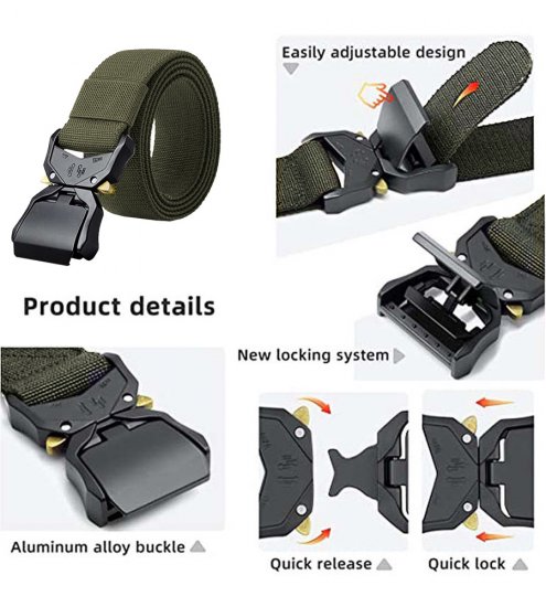 D555 Dale Tactical Stretch Webbing Belt with Heavy Duty Quick Release Buckle Khaki - Riemen - Grote Maten Heren Riemen