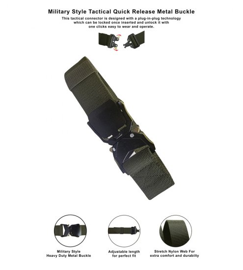D555 Dale Tactical Stretch Webbing Belt with Heavy Duty Quick Release Buckle Khaki - Riemen - Grote Maten Heren Riemen