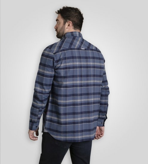 D555 Shrewsbury Long Sleeve with Chest Pocket Blue/Navy Check - Overhemden - Overhemden Grote Maten Heren