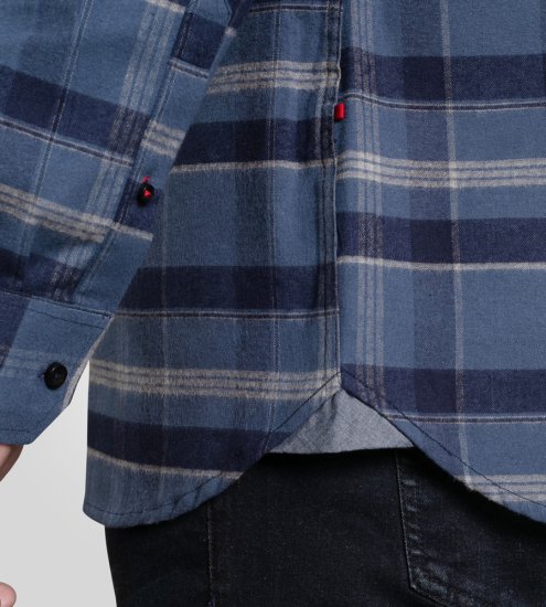 D555 Shrewsbury Long Sleeve with Chest Pocket Blue/Navy Check - Overhemden - Overhemden Grote Maten Heren