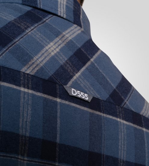 D555 Shrewsbury Long Sleeve with Chest Pocket Blue/Navy Check - Overhemden - Overhemden Grote Maten Heren