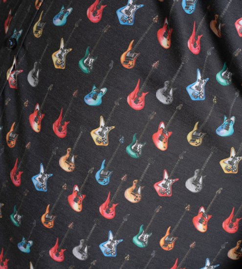 D555 Wakefield Long Sleeve AOP Guitar Printed Shirt Grey - Overhemden - Overhemden Grote Maten Heren