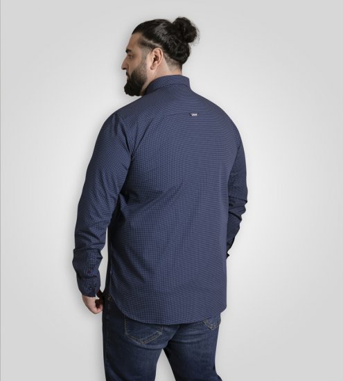 D555 Middlesbrough Long Sleeve AOP Micro Blue Shirt Navy TALL SIZE - Overhemden - Overhemden Grote Maten Heren
