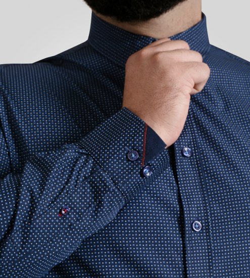 D555 Middlesbrough Long Sleeve AOP Micro Blue Shirt Navy TALL SIZE - Overhemden - Overhemden Grote Maten Heren