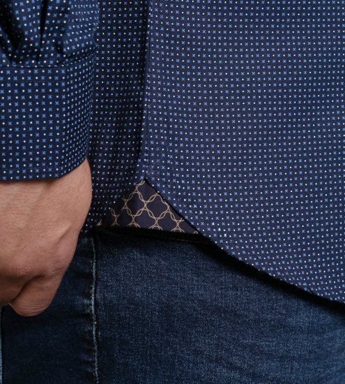 D555 Middlesbrough Long Sleeve AOP Micro Blue Shirt Navy TALL SIZE - Overhemden - Overhemden Grote Maten Heren