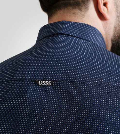 D555 Middlesbrough Long Sleeve AOP Micro Blue Shirt Navy - Overhemden - Overhemden Grote Maten Heren
