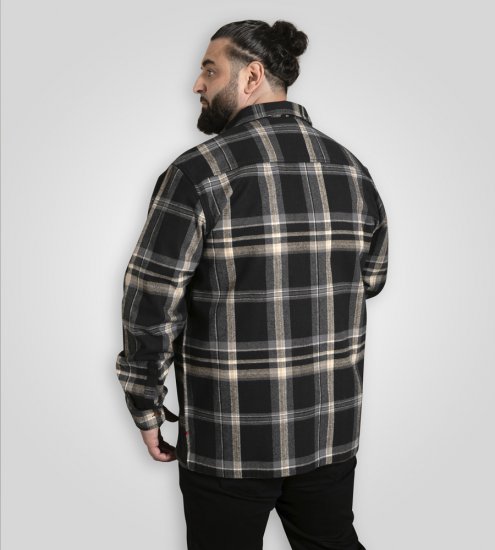 D555 Falkirk Long Sleeve Heavy Shacket Overshirt Black/Grey - Overhemden - Overhemden Grote Maten Heren