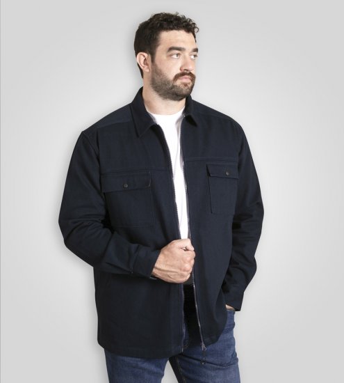 D555 Cleveley Long Sleeve Heavy Shacket Overshirt Navy - Overhemden - Overhemden Grote Maten Heren