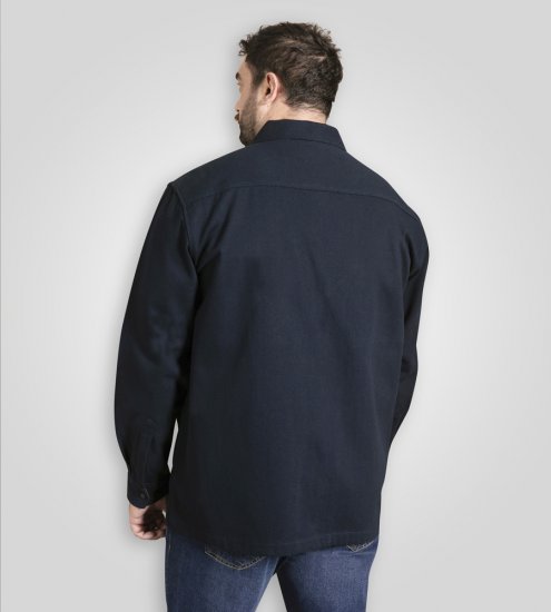 D555 Cleveley Long Sleeve Heavy Shacket Overshirt Navy - Overhemden - Overhemden Grote Maten Heren