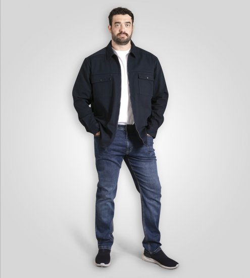 D555 Cleveley Long Sleeve Heavy Shacket Overshirt Navy - Overhemden - Overhemden Grote Maten Heren