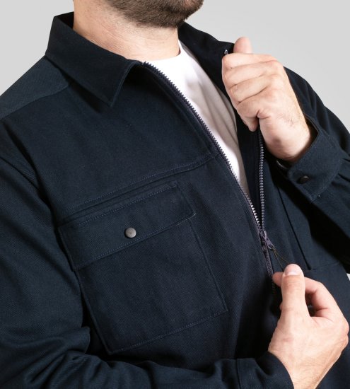 D555 Cleveley Long Sleeve Heavy Shacket Overshirt Navy - Overhemden - Overhemden Grote Maten Heren