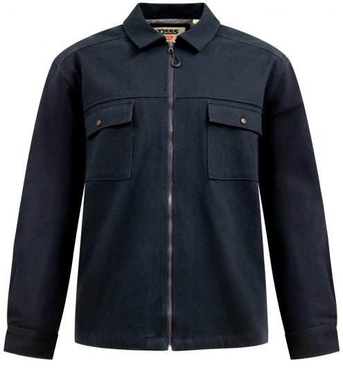 D555 Cleveley Long Sleeve Heavy Shacket Overshirt Navy - Overhemden - Overhemden Grote Maten Heren