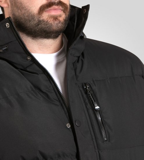 D555 Wolverhampton Quilted Padded Jacket with Hood Black - Jassen - Grote Maten Herenjassen