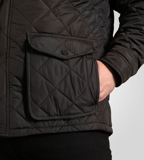 D555 Harborough Quilted Jacket with Corduroy Collar Black - Jassen - Grote Maten Herenjassen