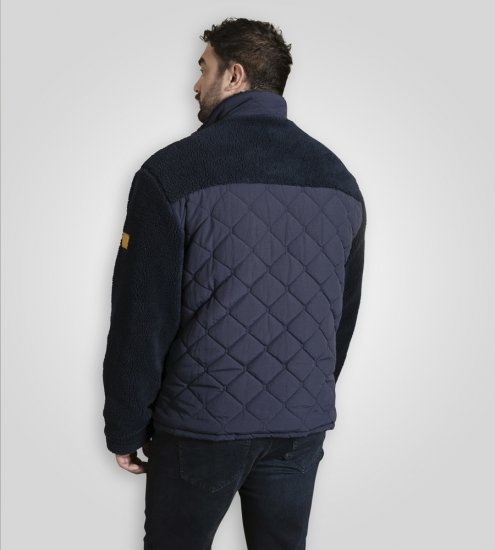 D555 Northampton Hybrid Sherpa Quilted Micro Fleece Jacket Navy - Jassen - Grote Maten Herenjassen