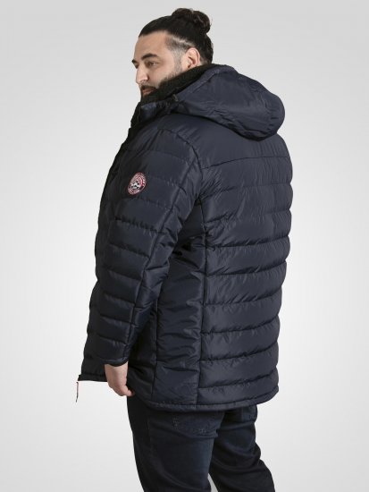 D555 Workington Gewatteerde Jas Met Capuchon En Sherpavoering Donkerblauw - Jassen - Grote Maten Herenjassen